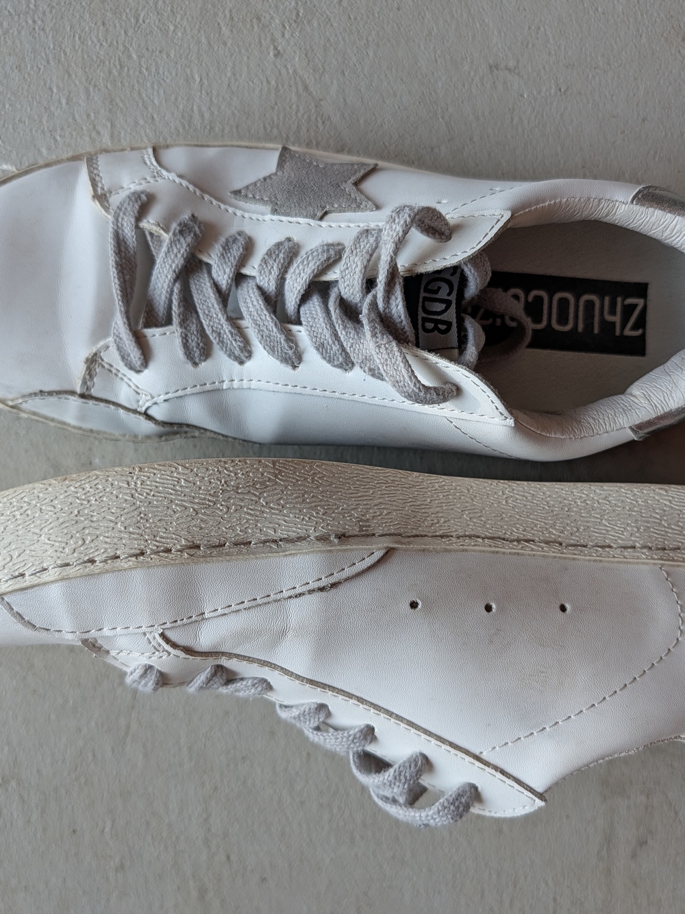 White Leather Women's Sneakers with Gray Accents -